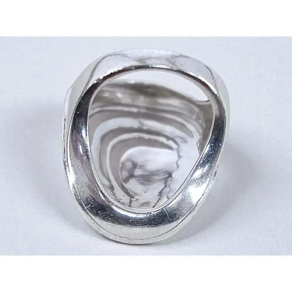 Sterling Silver 925 Spiral Statement Ring Cubic Zirconia Marcasite Size 6